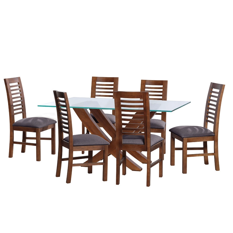 JUEGO DE COMEDOR ALICANTE 6 SILLAS SALAMANCA LINO GRIS OSCURO - 1