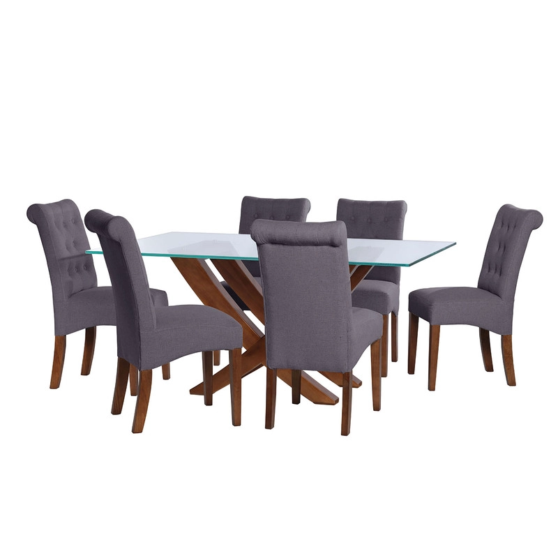JUEGO DE COMEDOR ALICANTE 6 SILLAS OVIEDO LINO GRIS OSCURO - 1
