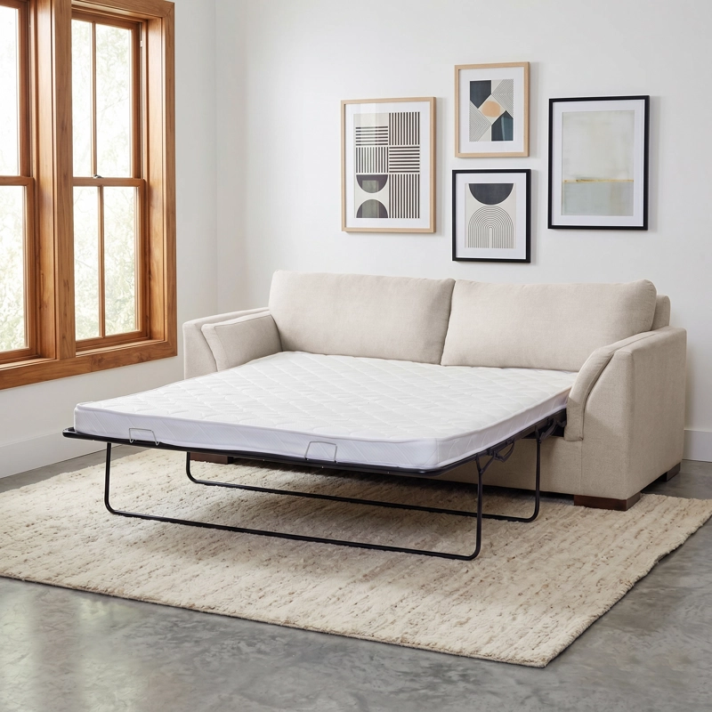 SOFA CAMA MILAN 2PL LINO BLANCO CON ASIENTO DE RESORTES POCKET - 1