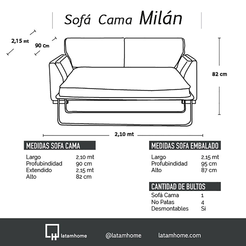 SOFA CAMA MILAN 2PL LINO BLANCO CON ASIENTO DE RESORTES POCKET - 6