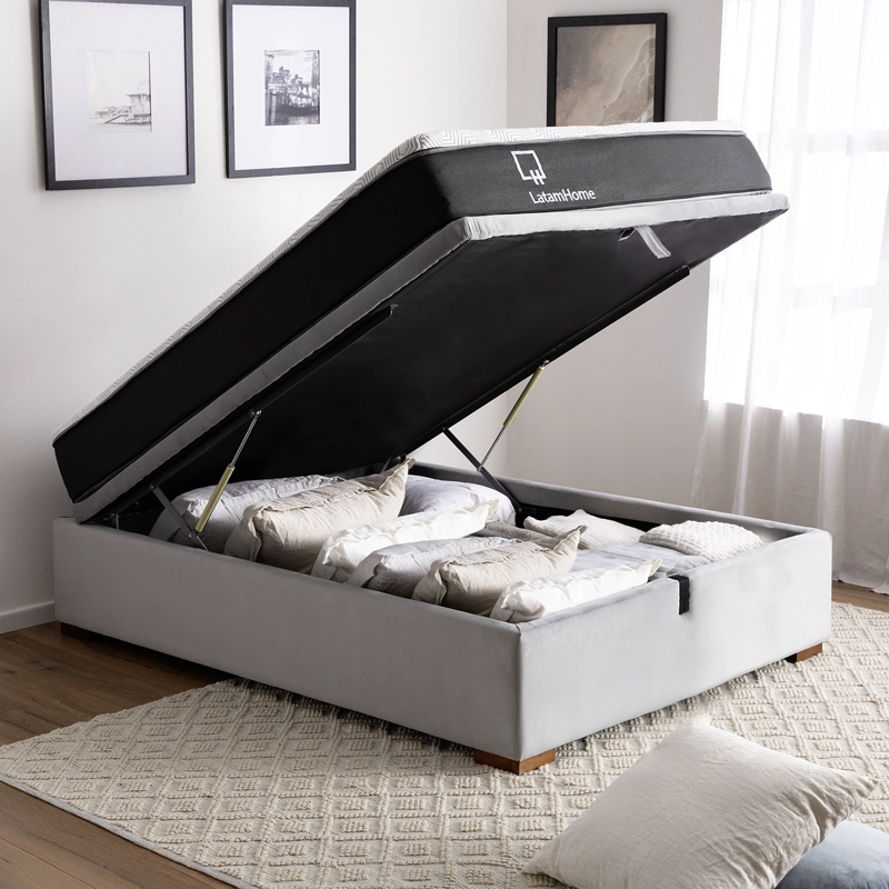 Cama Funcional Boxet 1 1/2 Plaza Colchon Resortes New Top Funda Lavable - 1