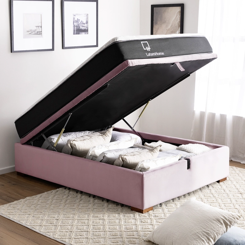 Cama Funcional Boxet 1 1/2 Plaza Colchon Resortes New Top Funda Lavable - 1
