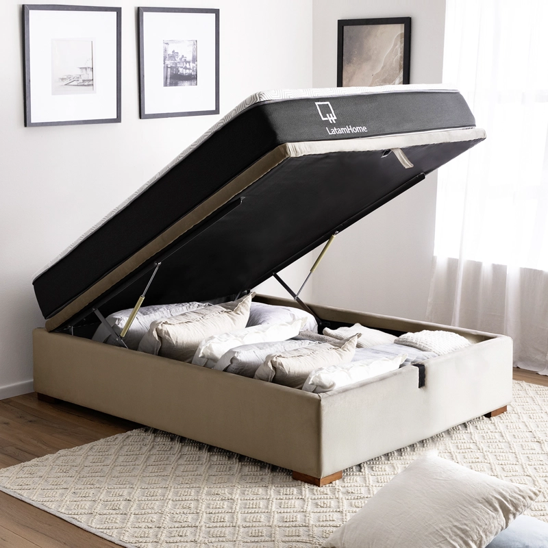 Cama Funcional Boxet 1 1/2 Plaza Colchon Resortes New Top Funda Lavable - 1