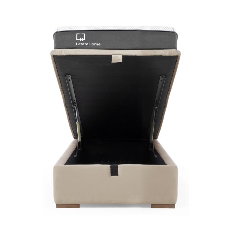 Cama Funcional Boxet 1 1/2 Plaza Colchon Resortes New Top Funda Lavable - 2