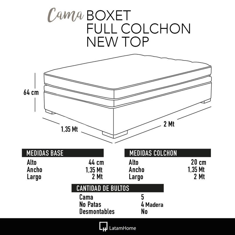 CAMA BAÙL  FULL 1,35 MT COLCHON RESORTES NEW TOP FUNDA LAVABLE - 6
