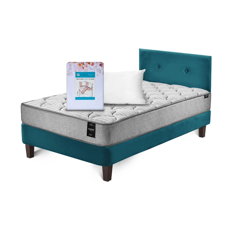 COMBO CAMA CANNON 1.5 PLAZA TEXTIL + RESPALDO TELA - 2