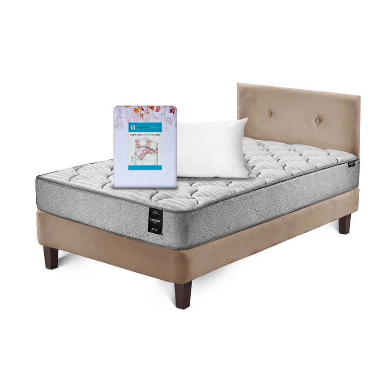 COMBO CAMA CANNON 1.5 PLAZA TEXTIL + RESPALDO TELA - 2