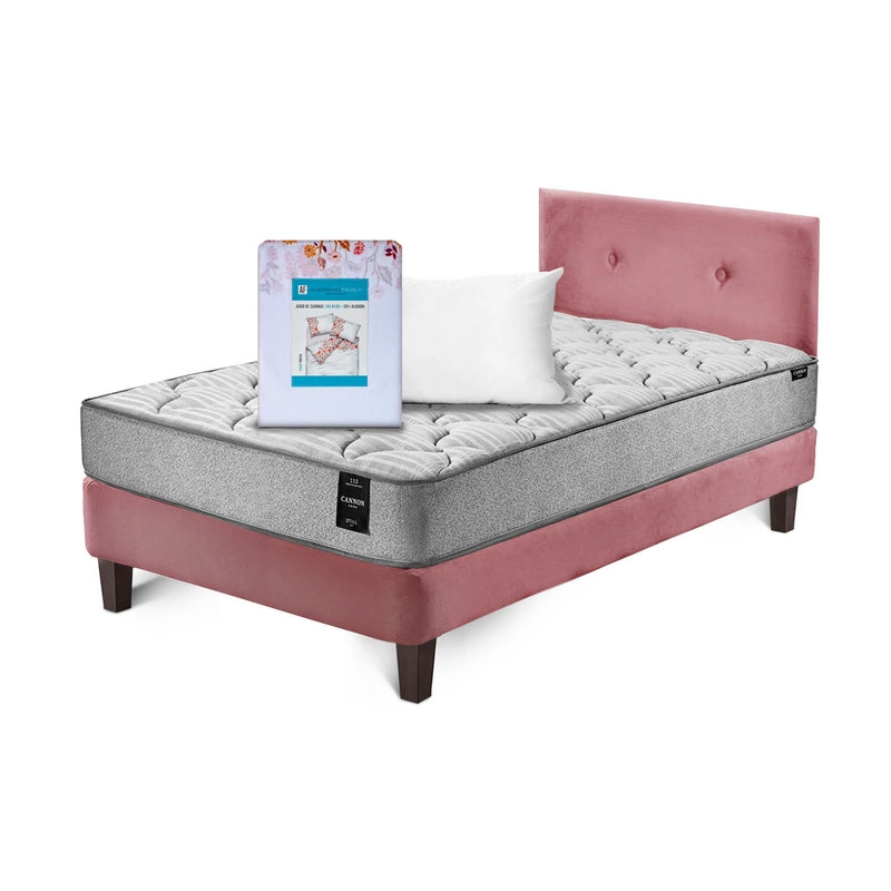 COMBO CAMA CANNON 1.5 PLAZA TEXTIL + RESPALDO TELA - 2