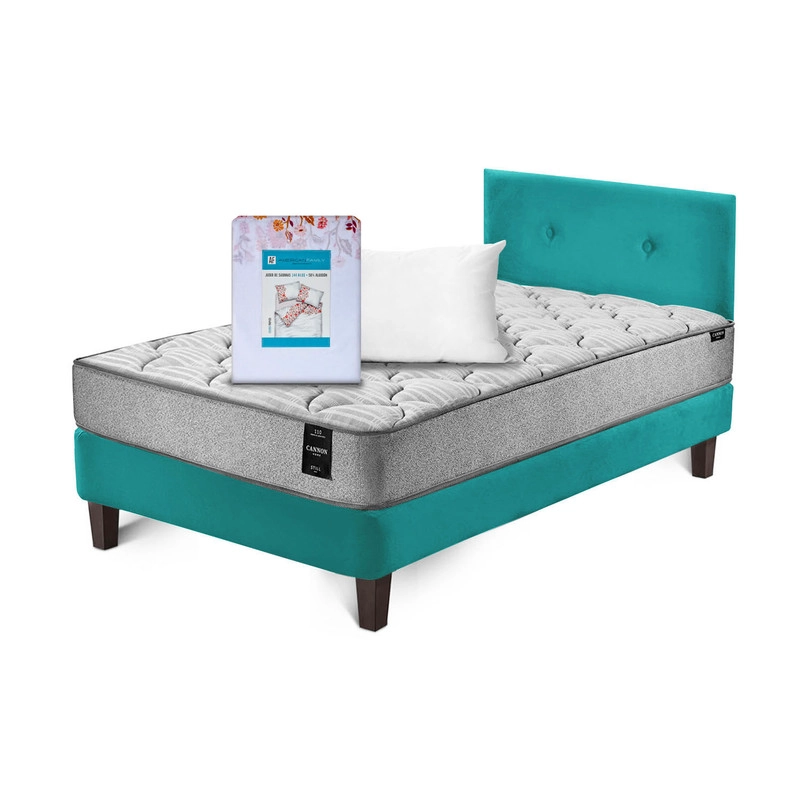 COMBO CAMA CANNON 1.5 PLAZA TEXTIL + RESPALDO TELA - 2
