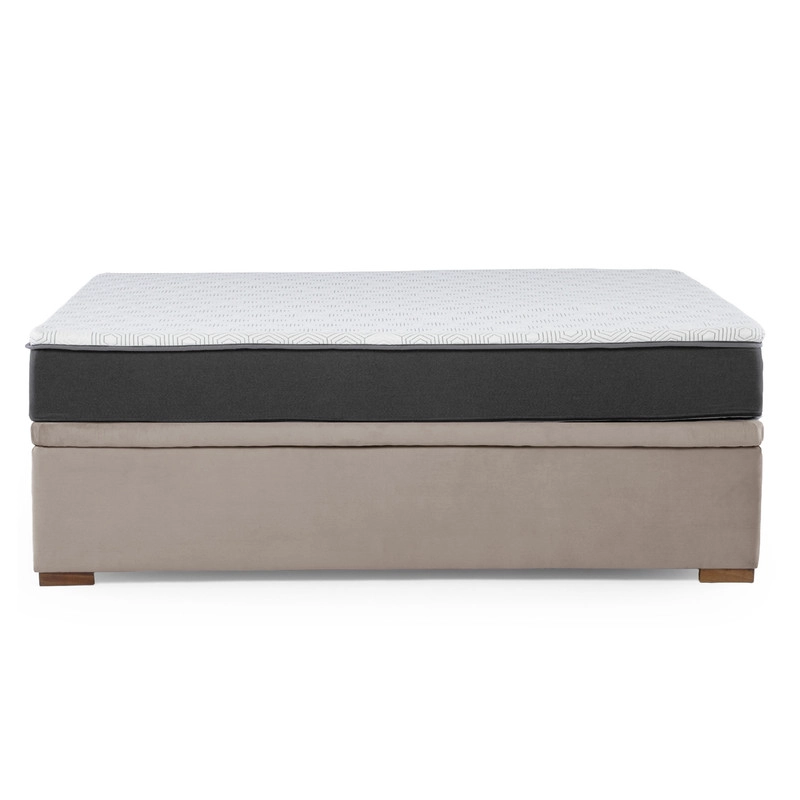 CAMA FUNCIONAL BOXET 2 PLAZAS BASE DIVIDIDA COLCHON RESORTES NEW TOP FUNDA LAVABLE BEIGE - 8