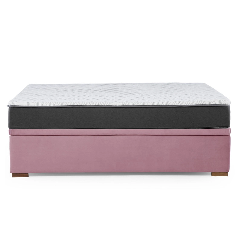 CAMA FUNCIONAL BOXET 2 PLAZAS BASE DIVIDIDA COLCHON RESORTES NEW TOP FUNDA LAVABLE PALO ROSA - 8