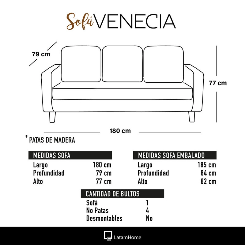 JUEGO DE LIVING 3-1 SOFA VENECIA 3C TELA VELVET GRIS + SITIAL MUNICH TELA GRIS - 4