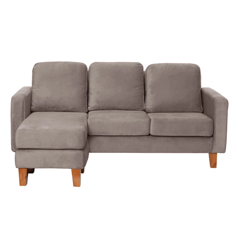 JUEGO DE LIVING 3-1 SECCIONAL INTERCAMBIABLE VENECIA TELA VELVET GRIS + SITIAL KIEL TELA GRIS - 2