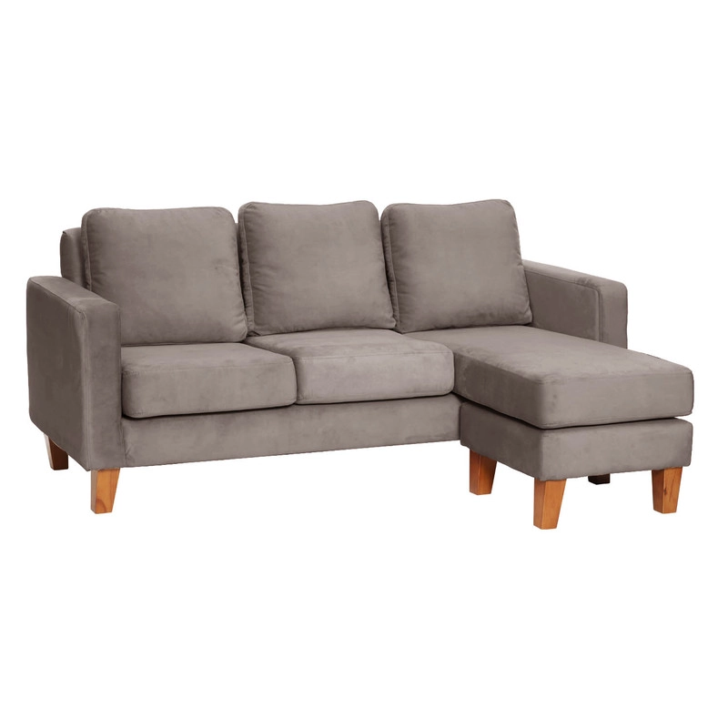 JUEGO DE LIVING 3-1 SECCIONAL INTERCAMBIABLE VENECIA TELA VELVET GRIS + SITIAL KIEL TELA GRIS - 3