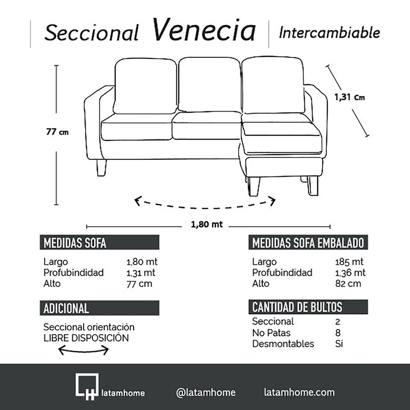 JUEGO DE LIVING 3-1 SECCIONAL INTERCAMBIABLE VENECIA TELA VELVET GRIS + SITIAL KIEL TELA GRIS - 5