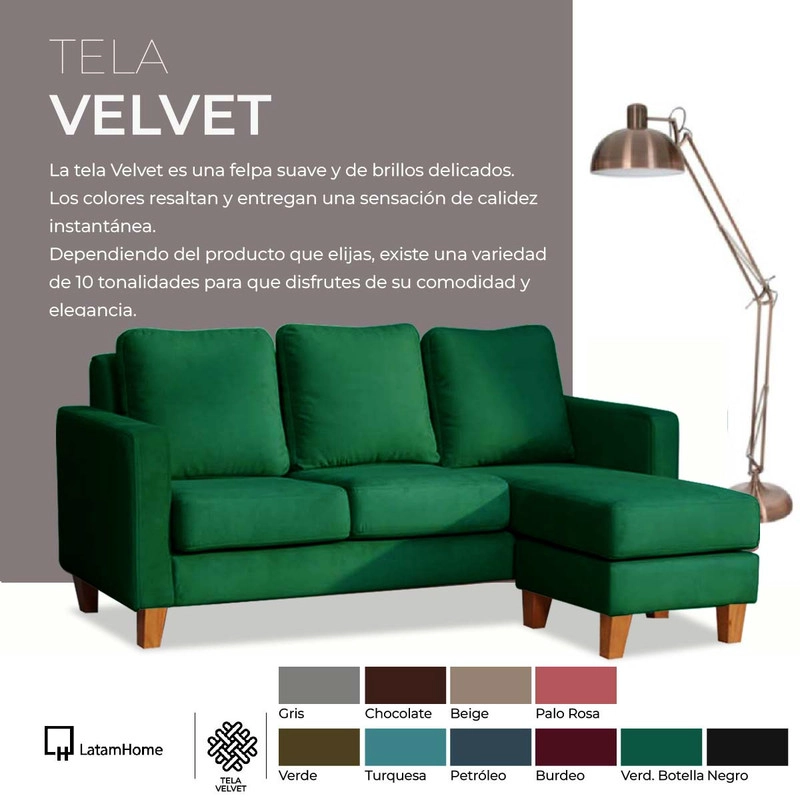 JUEGO DE LIVING 3-1 SECCIONAL INTERCAMBIABLE VENECIA TELA VELVET GRIS + SITIAL KIEL TELA GRIS - 7
