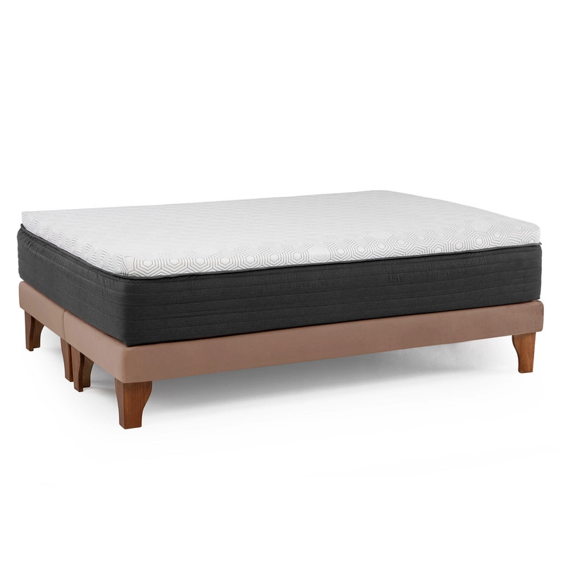 CAMA EUROPEA NEW TOP COLCHON RESORTES 23 CM 2 PLAZAS BASE DIVIDIDA TELA VELVET - 3