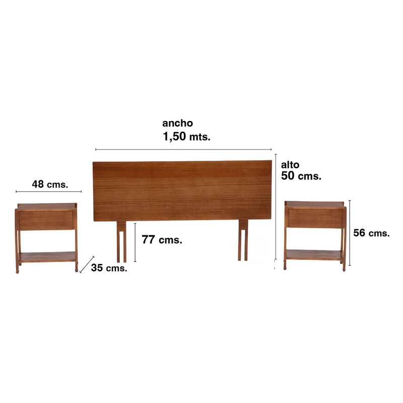 COMBO CAMA CANNON 2 PLAZAS BASE DIVIDIDA TELA + TEXTIL + RESPALDO + 2 VELADORES ORION - 3