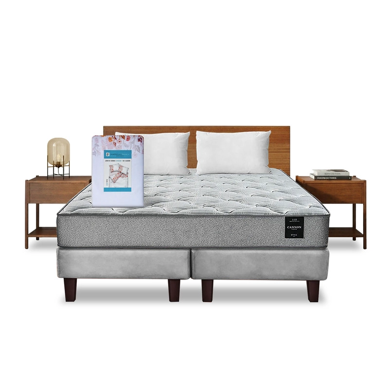 COMBO CAMA CANNON 2 PLAZAS BASE DIVIDIDA TELA + TEXTIL + RESPALDO + 2 VELADORES ORION - 7