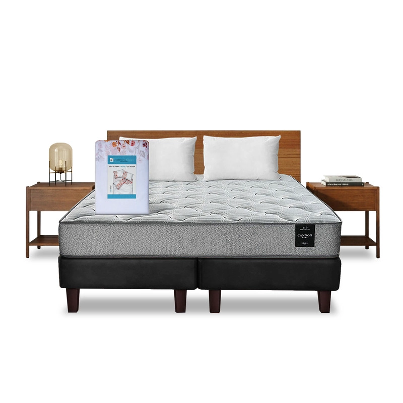 COMBO CAMA CANNON 2 PLAZAS BASE DIVIDIDA TELA + TEXTIL + RESPALDO + 2 VELADORES ORION - 7