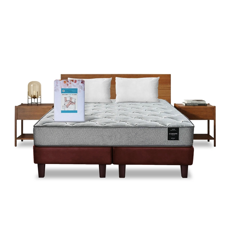 COMBO CAMA CANNON 2 PLAZAS BASE DIVIDIDA TELA + TEXTIL + RESPALDO + 2 VELADORES ORION - 7