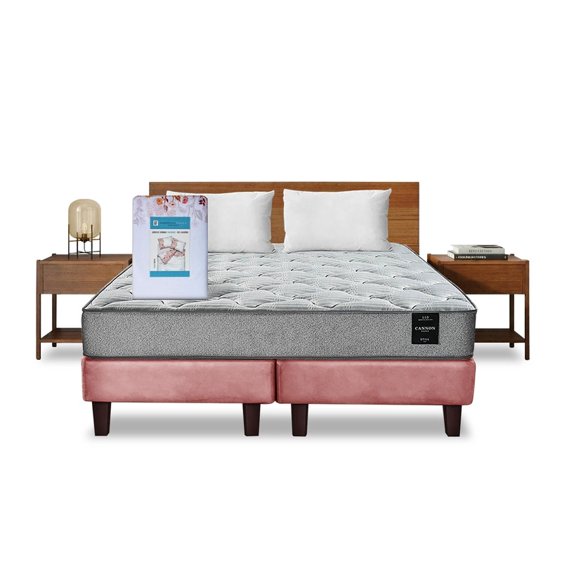 COMBO CAMA CANNON 2 PLAZAS BASE DIVIDIDA TELA + TEXTIL + RESPALDO + 2 VELADORES ORION - 7