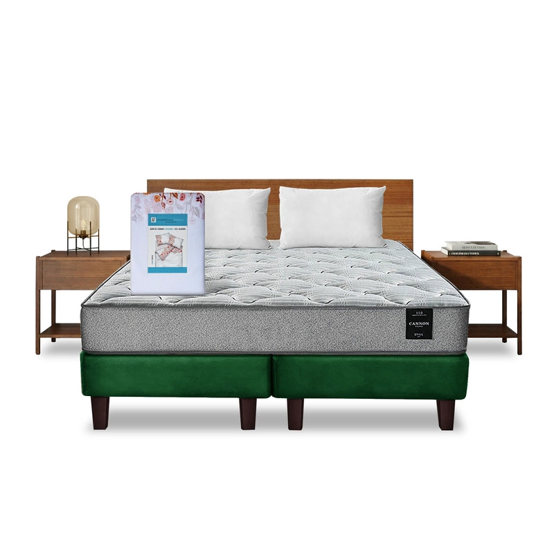 COMBO CAMA CANNON 2 PLAZAS BASE DIVIDIDA TELA + TEXTIL + RESPALDO + 2 VELADORES ORION - 7