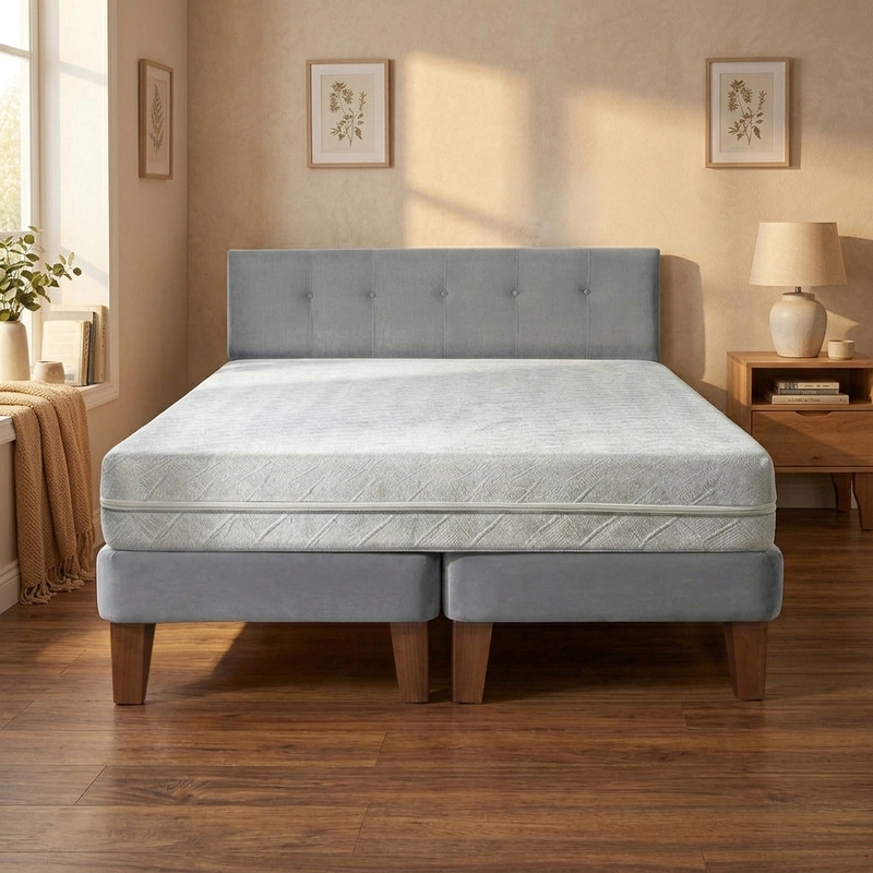 CAMA EUROPEA ZEN BEST 2 PLAZAS 190 CM COLCHON ESPUMA CON FUNDA VELVET + RESPALDO - 2