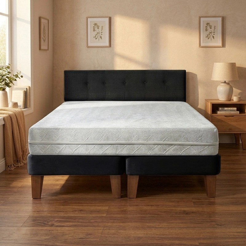 CAMA EUROPEA ZEN BEST 2 PLAZAS 190 CM COLCHON ESPUMA CON FUNDA VELVET + RESPALDO - 2