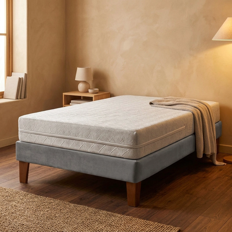 Cama Europea 1 Plaza Zen Best + Colchon Espuma Con Funda 190 Cm - 1