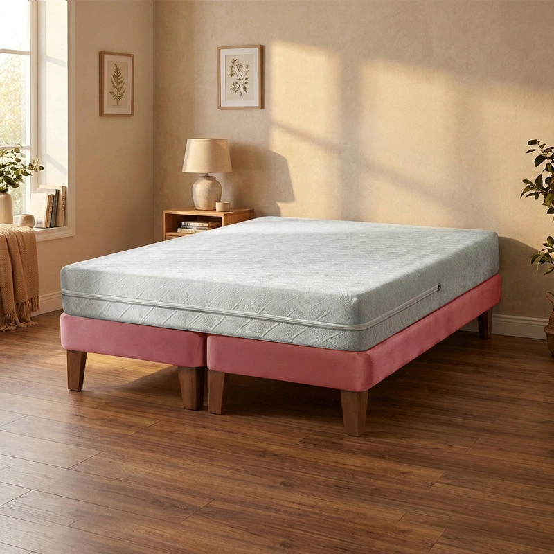 CAMA EUROPEA ZEN BEST 2 PLAZAS 190 CM COLCHON ESPUMA CON FUNDA VELVET - 1