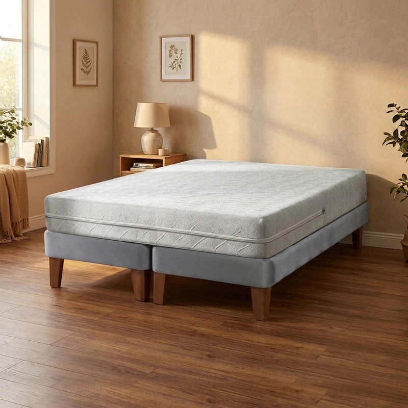 CAMA EUROPEA ZEN BEST 2 PLAZAS 190 CM COLCHON ESPUMA CON FUNDA VELVET - 1