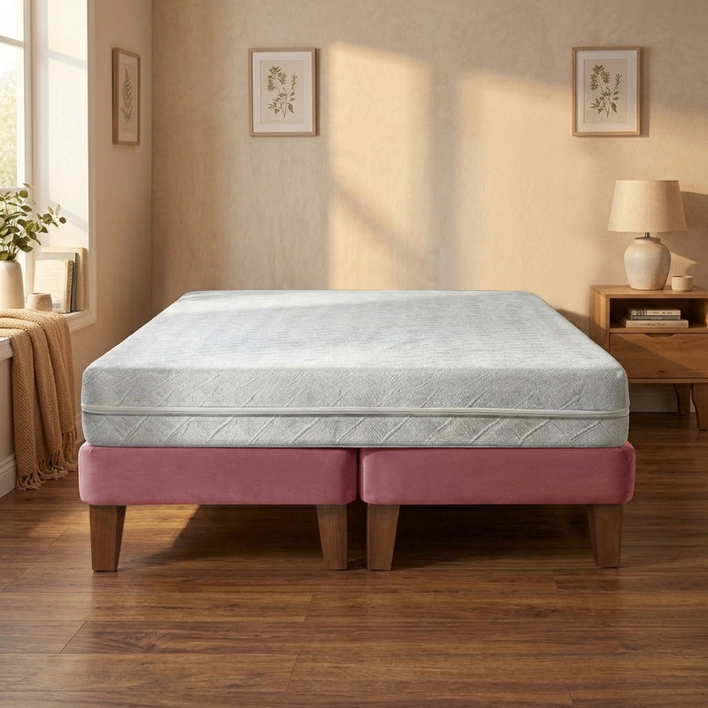 CAMA EUROPEA ZEN BEST 2 PLAZAS 190 CM COLCHON ESPUMA CON FUNDA VELVET - 2