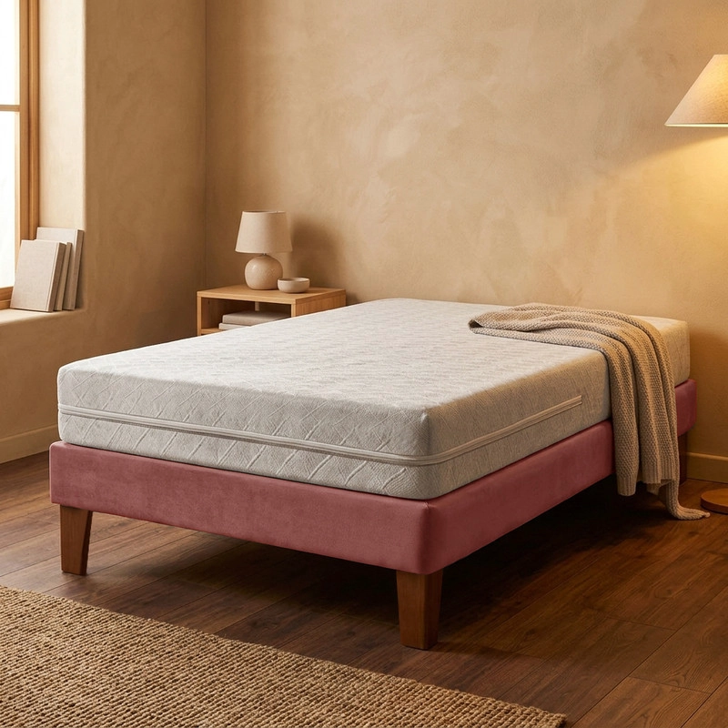 CAMA EUROPEA ZEN BEST 1.5 PLAZAS 190 CM COLCHON ESPUMA CON FUNDA VELVET - 1