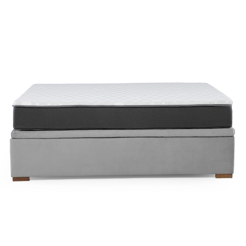 CAMA BAUL 2 PLAZAS BASE DIVIDIDA COLCHON RESORTES ZEN PRO CON FUNDA LAVABLE TELA GRIS - 6