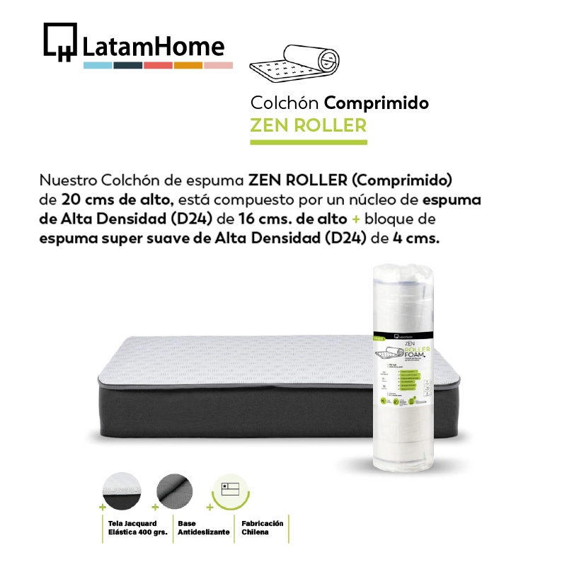 CAMA FUNCIONAL BAUL FULL 1.35 MT COLCHON COMPRIMIDO + 2 ALMOHADAS TELA - 4