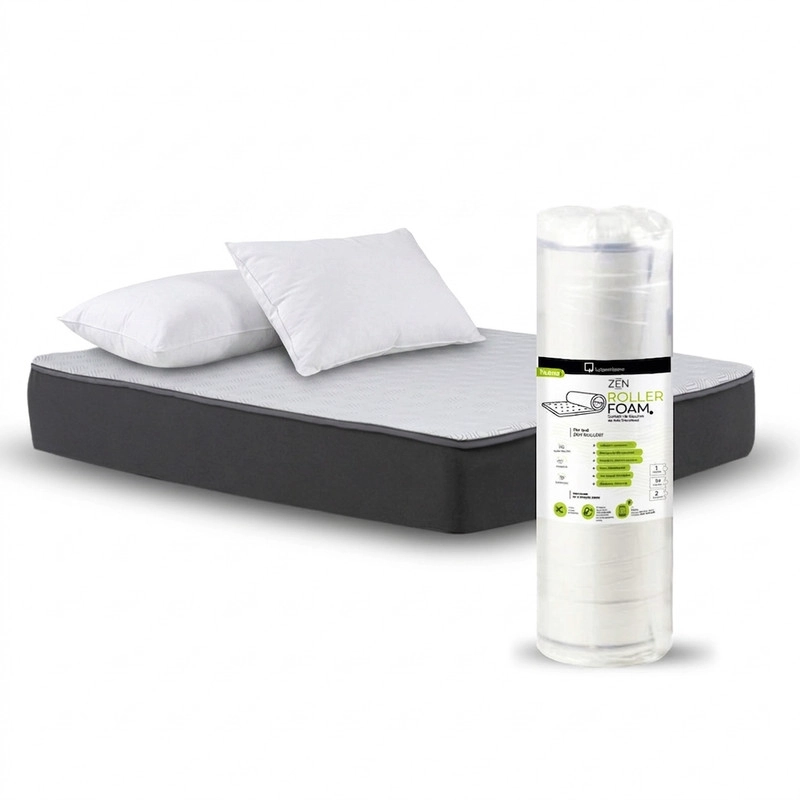 CAMA FUNCIONAL BAUL FULL 1.35 MT COLCHON COMPRIMIDO + 2 ALMOHADAS TELA - 6