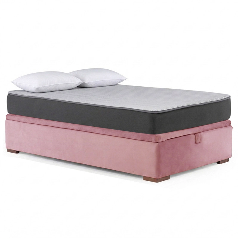 CAMA FUNCIONAL BAUL FULL 1.35 MT COLCHON COMPRIMIDO + 2 ALMOHADAS TELA - 8