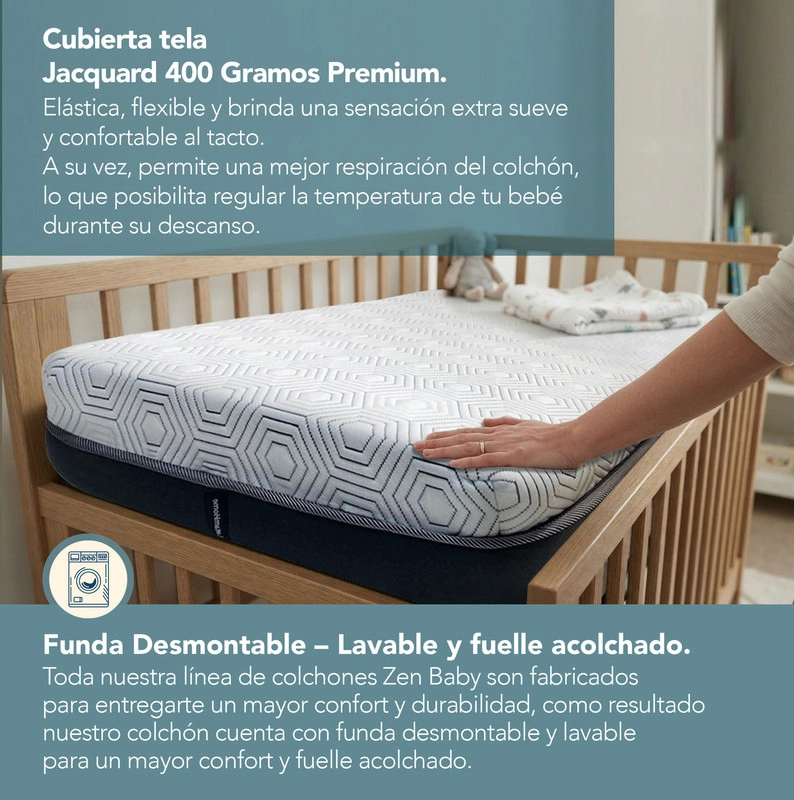 COLCHON CUNA ANTIREFLUJO ZEN TOP BABY CON FUNDA 70X100X15 CM - 4