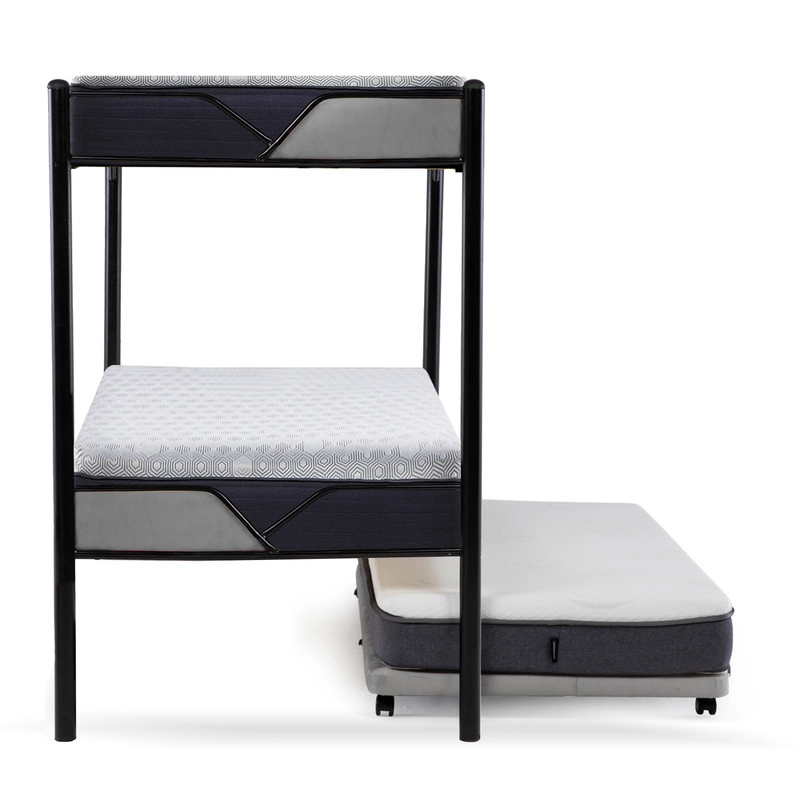 CAMAROTE TRIPLE ZEN METALICO  + COLCHONES NEW TOP RESORTES 1 PLAZA - 2