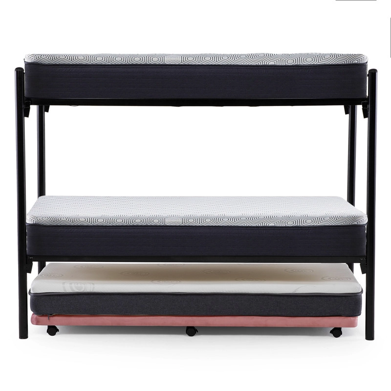 CAMAROTE TRIPLE ZEN METALICO  + COLCHONES NEW TOP RESORTES 1 PLAZA - 3