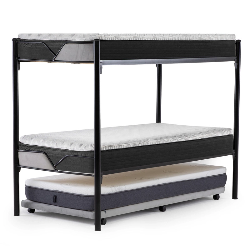 CAMAROTE TRIPLE ZEN METALICO  + COLCHONES NEW TOP RESORTES 1 PLAZA - 6