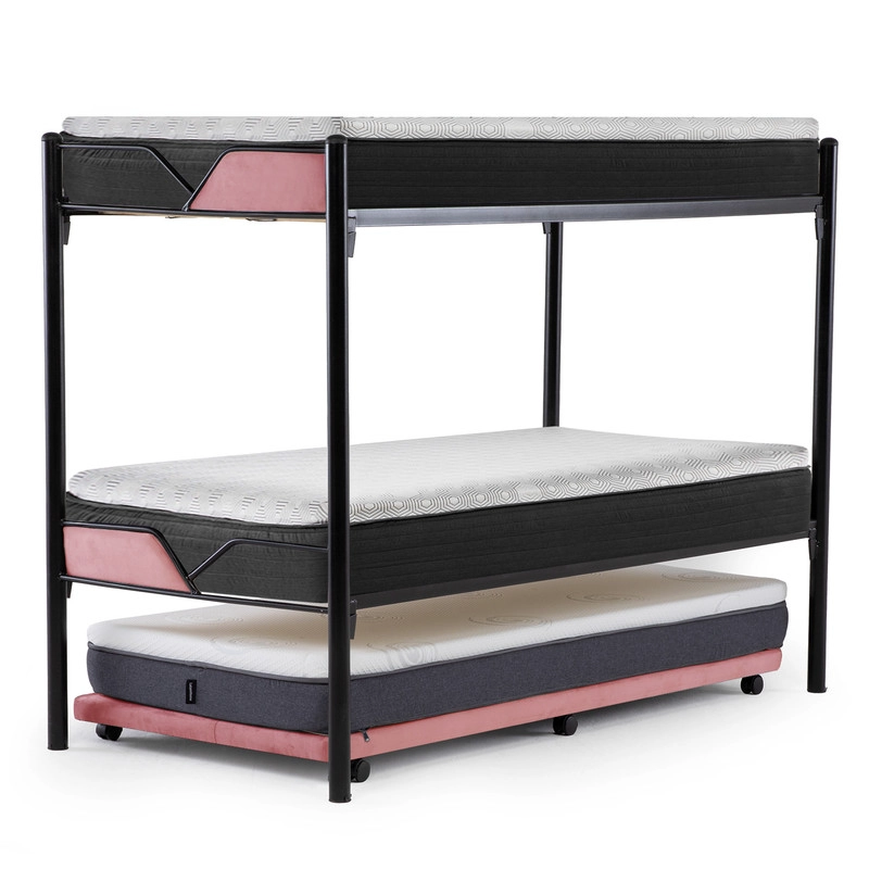 CAMAROTE TRIPLE ZEN METALICO  + COLCHONES NEW TOP RESORTES 1 PLAZA - 6
