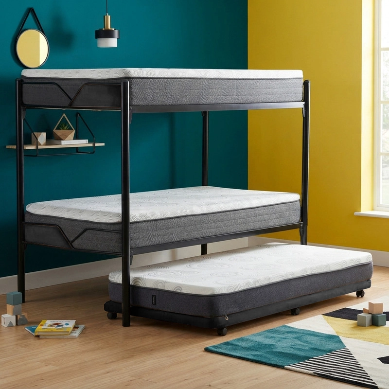CAMAROTE TRIPLE ZEN METALICO  + COLCHONES NEW TOP RESORTES 1.5 PLAZAS - 1