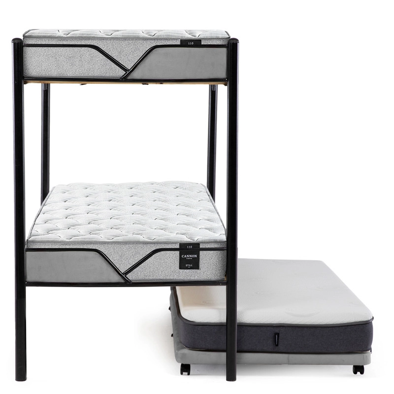 CAMAROTE TRIPLE ZEN METALICO  + COLCHONES CANNON RESORTES 1.5 PLAZAS + 2 SABANAS Y 2 ALMOHADAS - 2