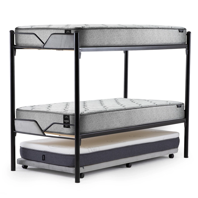 CAMAROTE TRIPLE ZEN METALICO  + COLCHONES CANNON RESORTES 1.5 PLAZAS + 2 SABANAS Y 2 ALMOHADAS - 3