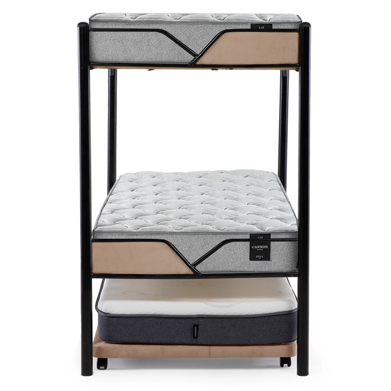 CAMAROTE TRIPLE ZEN METALICO  + COLCHONES CANNON RESORTES 1.5 PLAZAS + 2 SABANAS Y 2 ALMOHADAS - 7