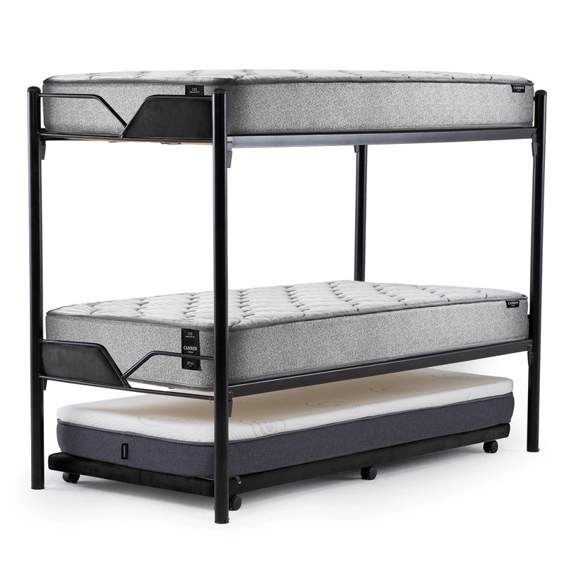 CAMAROTE TRIPLE ZEN METALICO  + COLCHONES CANNON RESORTES 1 PLAZAS + 2 SABANAS Y 2 ALMOHADAS - 3