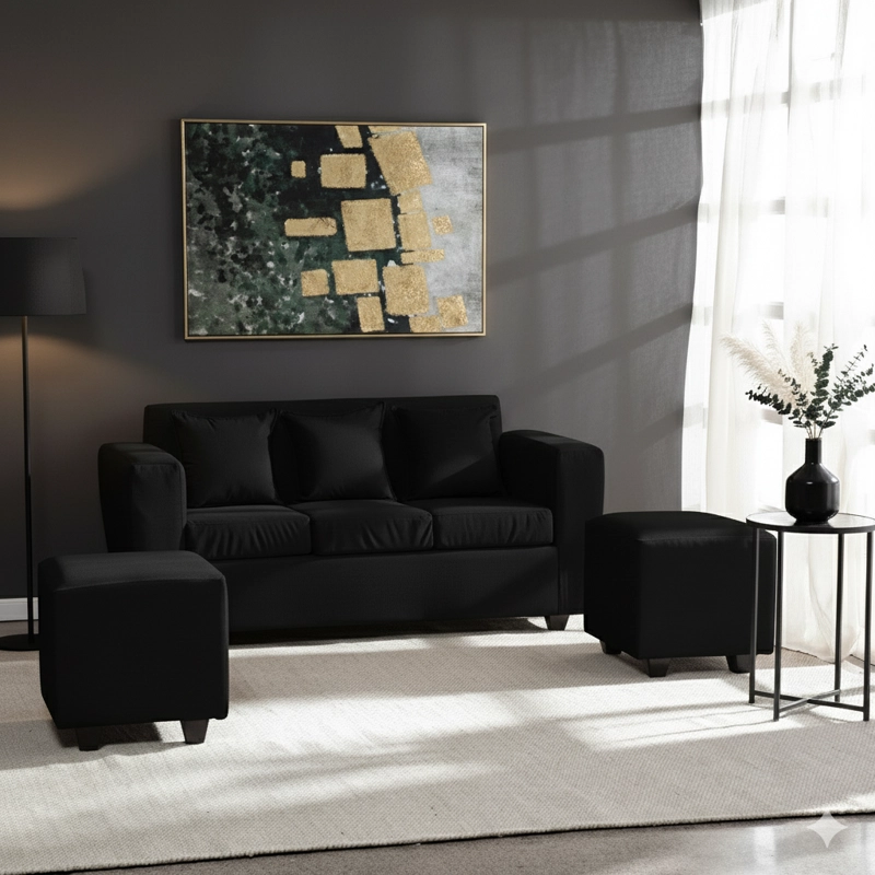 LIVING KANSAS 3 CUERPOS + 2 POUF FELPA - 1