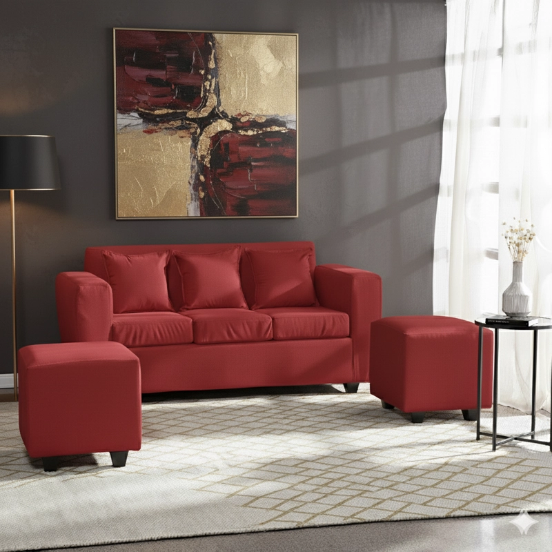 LIVING KANSAS 3 CUERPOS + 2 POUF FELPA - 1